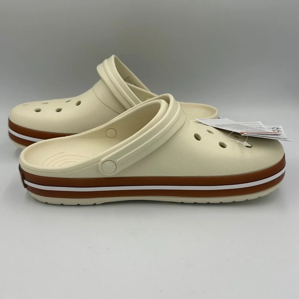Crocs Crocband Gum Clog M9/W11 Stucco White New Retro Sporty Slip-On Comfort NIB